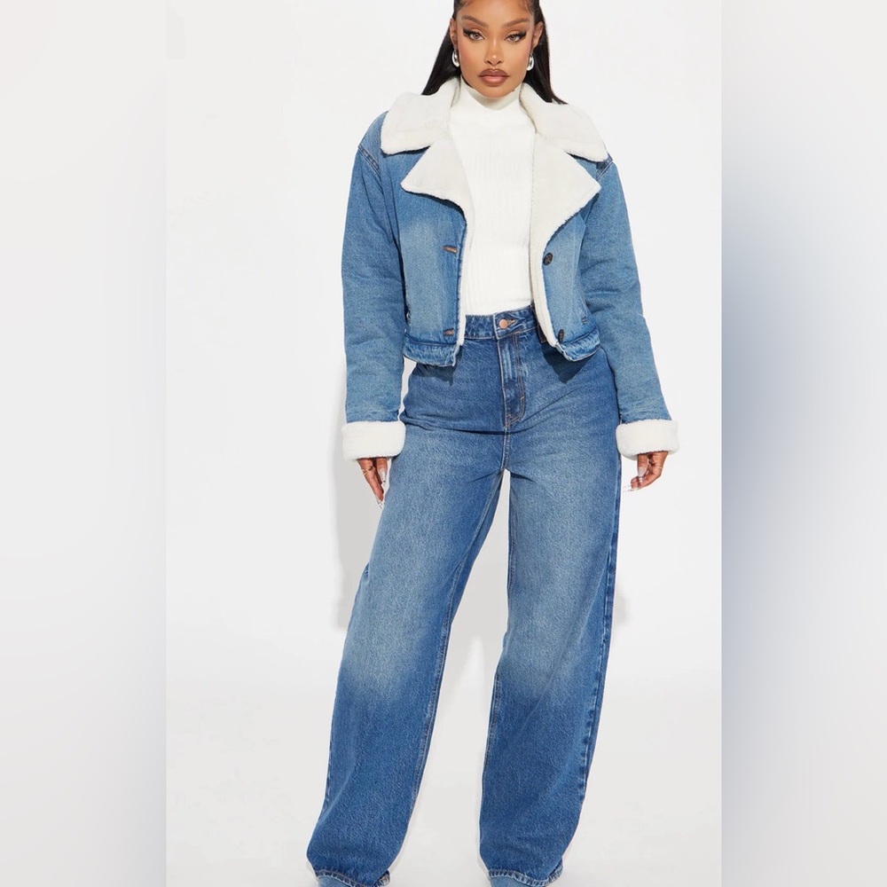 Fashion Nova Denim Shearling Jacket